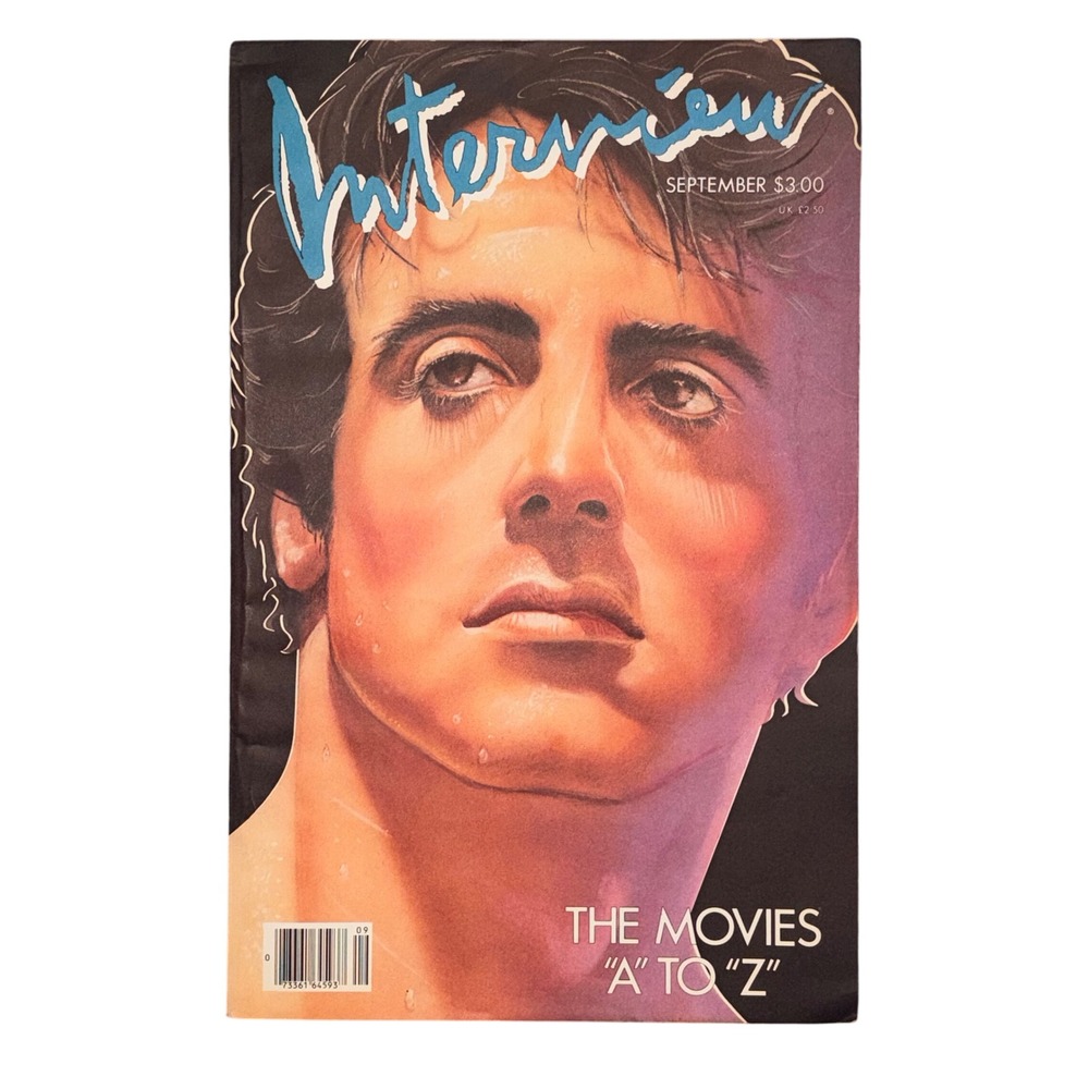 Interview Magazine September 1985 Sylvester Stallone Cover Andy Warhol Vintage